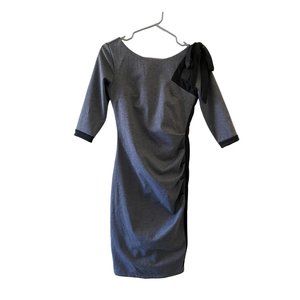 Grey and Black Ruched dress with Shoulder bow detail